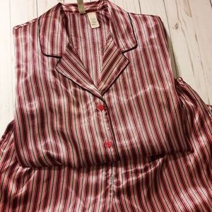 Ambrielle silk striped button pajamas set